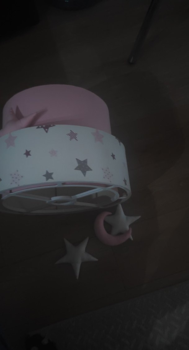 Pembe ve Gri Yıldızlı Abajur Aksesuarı - Görsel 3