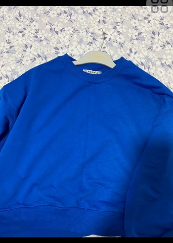 m Beden Mavi Kadın Bisiklet Yaka Sweatshirt