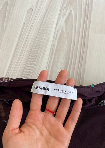 Bershka Bordo Nakışlı Fırfırlı Mini Etek
