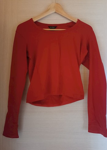 Guess Kırmızı Uzun Kollu Crop Top