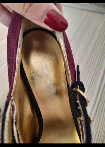 Bordo Süet Tokalı Platform Topuklu Kadın Ayakkabı - Görsel 4