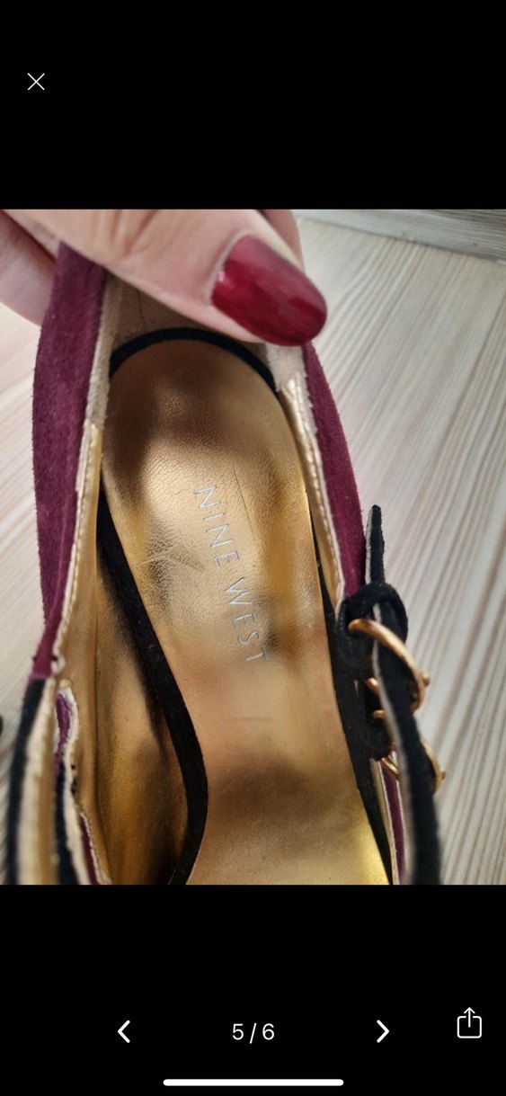 Bordo Süet Tokalı Platform Topuklu Kadın Ayakkabı - Görsel 4