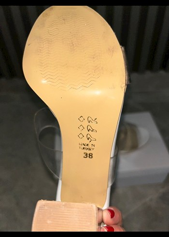38 Beden Şeffaf Topuklu Beyaz Kadın Akşam Ayakkabısı