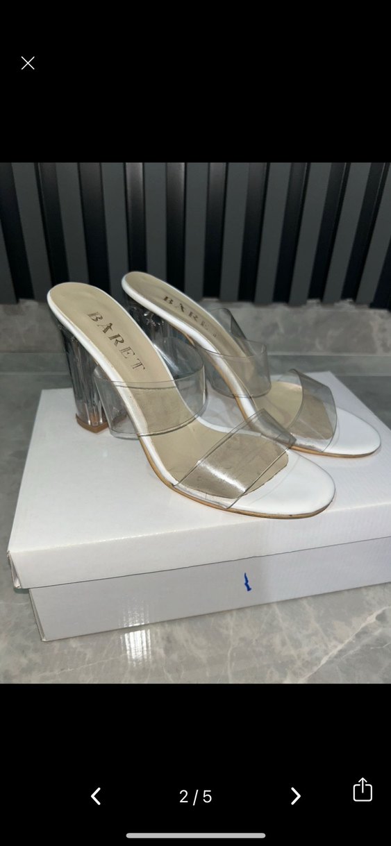 Şeffaf Topuklu Beyaz Kadın Akşam Ayakkabısı - Görsel 2