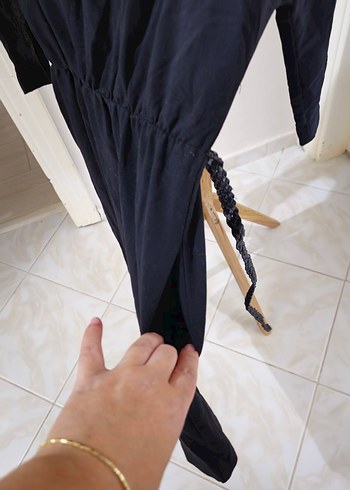 dandel kollu  Siyah Uzun mango Kadın Elbise - Görsel 5