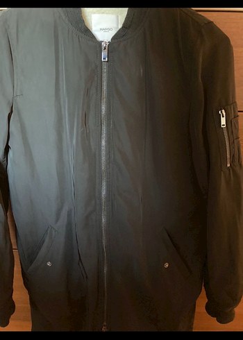 Kadın Siyah Fermuarlı Uzun Mont - Görsel 2