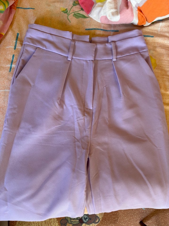 Mor Kemerli Kumaş Pantolon - Görsel 4