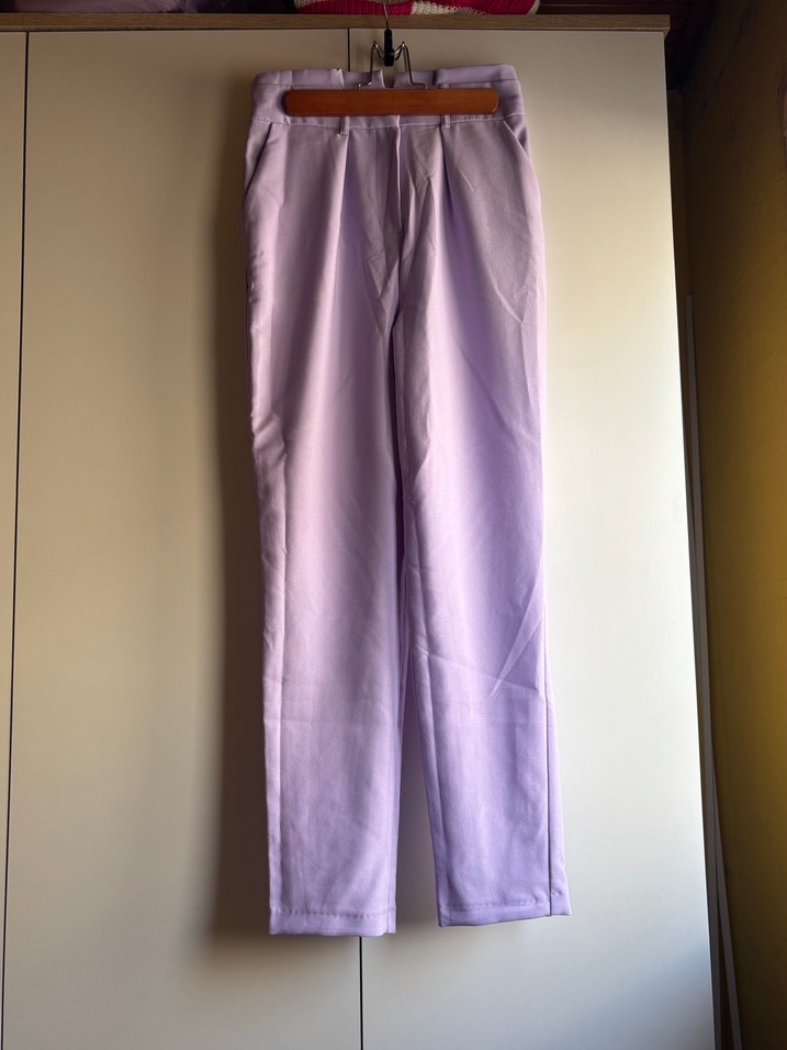 Mor Kemerli Kumaş Pantolon - Görsel 2