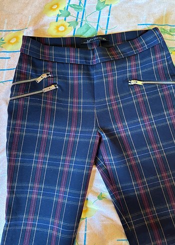 Kadın Çizgili Fermuarlı Pantolon - Görsel 3