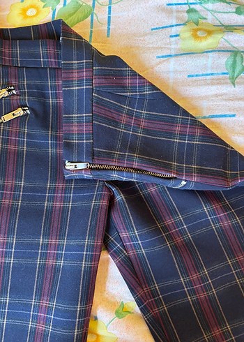 Kadın Çizgili Fermuarlı Pantolon - Görsel 4