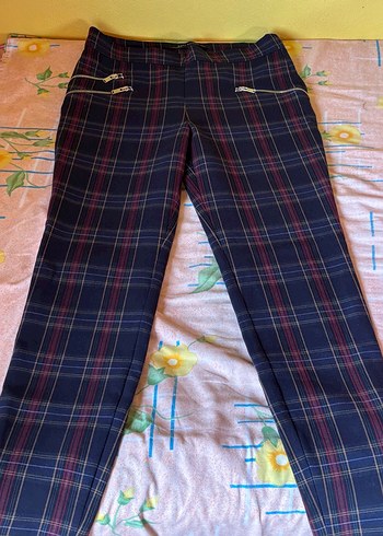 Kadın Çizgili Fermuarlı Pantolon - Görsel 2