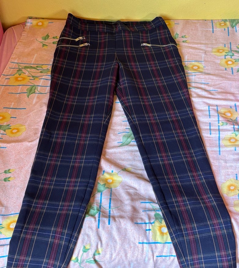 Kadın Çizgili Fermuarlı Pantolon - Görsel 2