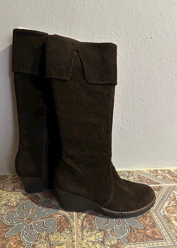 Kahverengi Dolgu Topuklu Kadın Çizme - Görsel 6