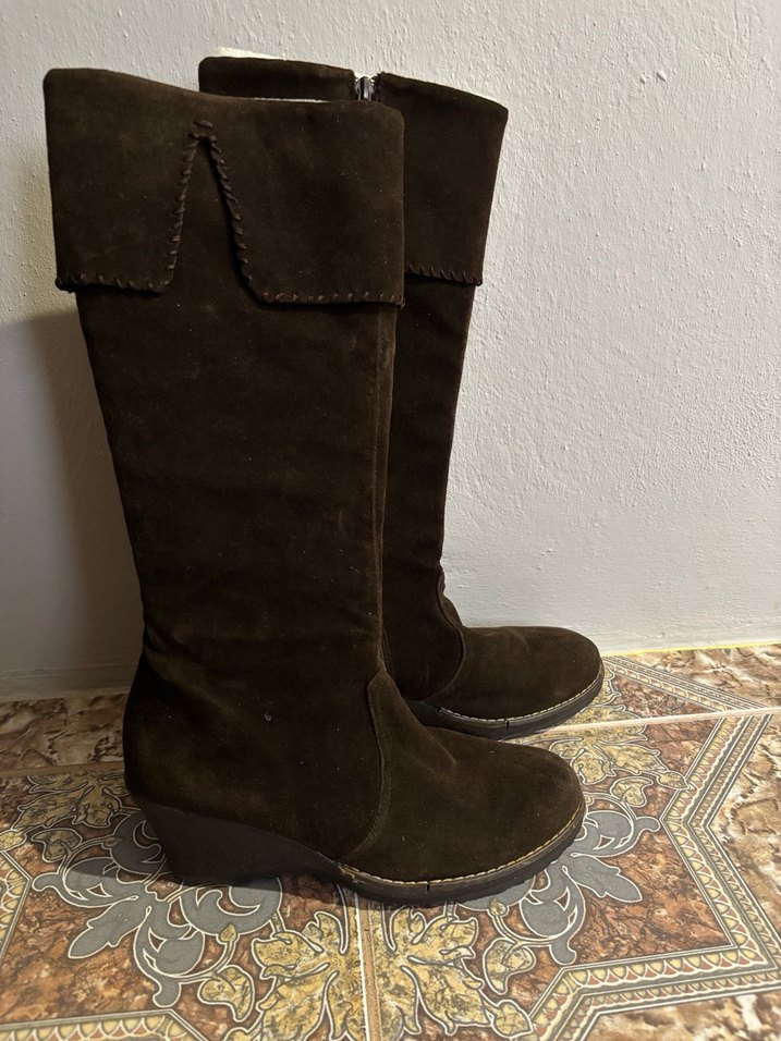 Kahverengi Dolgu Topuklu Kadın Çizme - Görsel 4