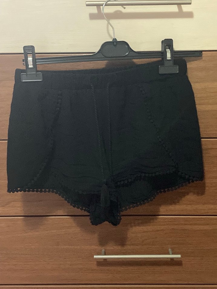 Kadın Siyah Mini Pamuklu Şort - Görsel 2