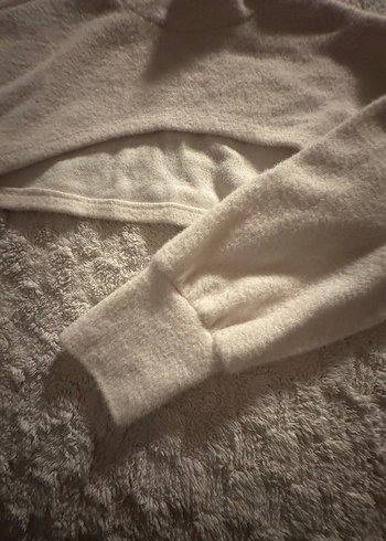 Düğmeli Beyaz Erkek Boğazlı Polar Sweatshirt kısa - Görsel 3