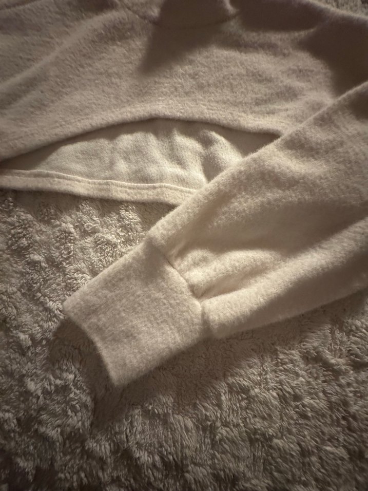 Düğmeli Beyaz Erkek Boğazlı Polar Sweatshirt kısa - Görsel 3