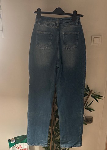 s Beden mavi Renk Nakışlı Kelebek Detaylı Kadın Denim Pantolon