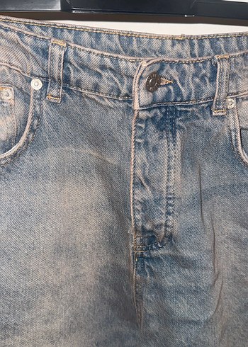 Kadın Gri Kahverengi Bol Kesim Midi Kot Pantolon - Görsel 4