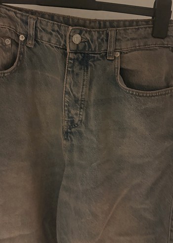 Kadın Gri Kahverengi Bol Kesim Midi Kot Pantolon - Görsel 2