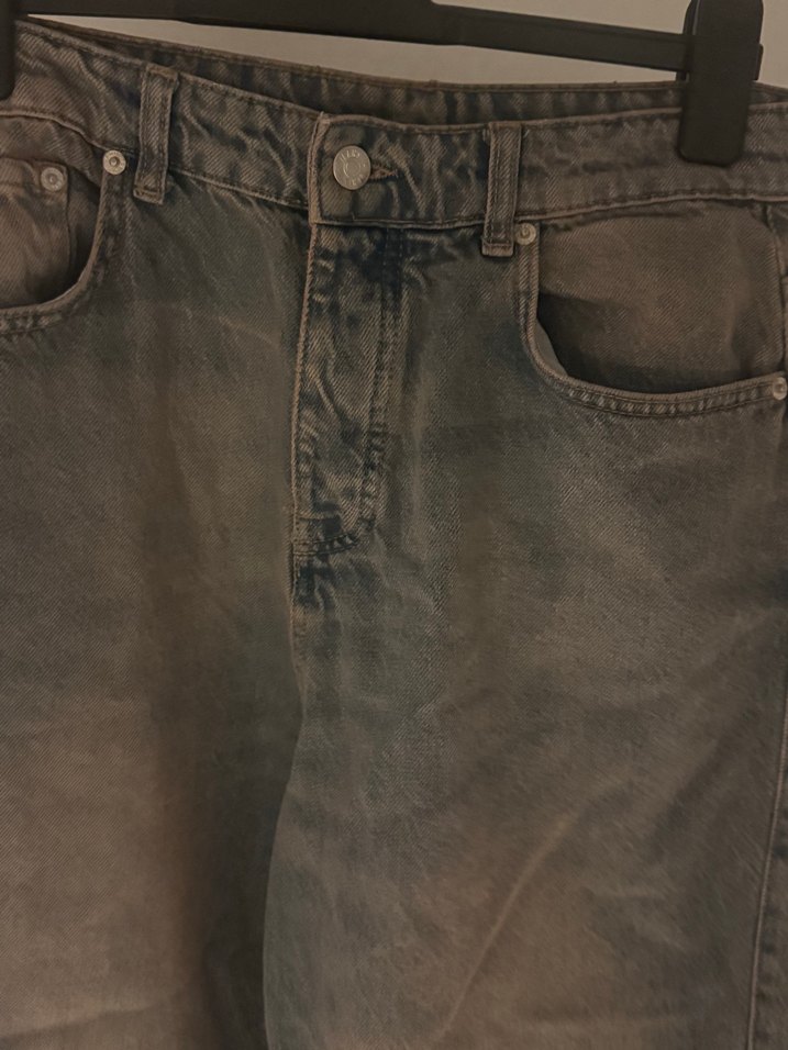 Kadın Gri Kahverengi Bol Kesim Midi Kot Pantolon - Görsel 2