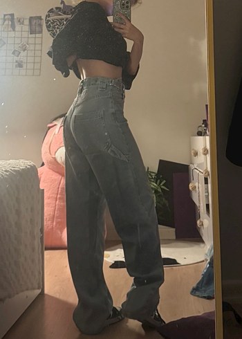 açık mavi Bol Kesim Midi Kot Pantolon - Görsel 2