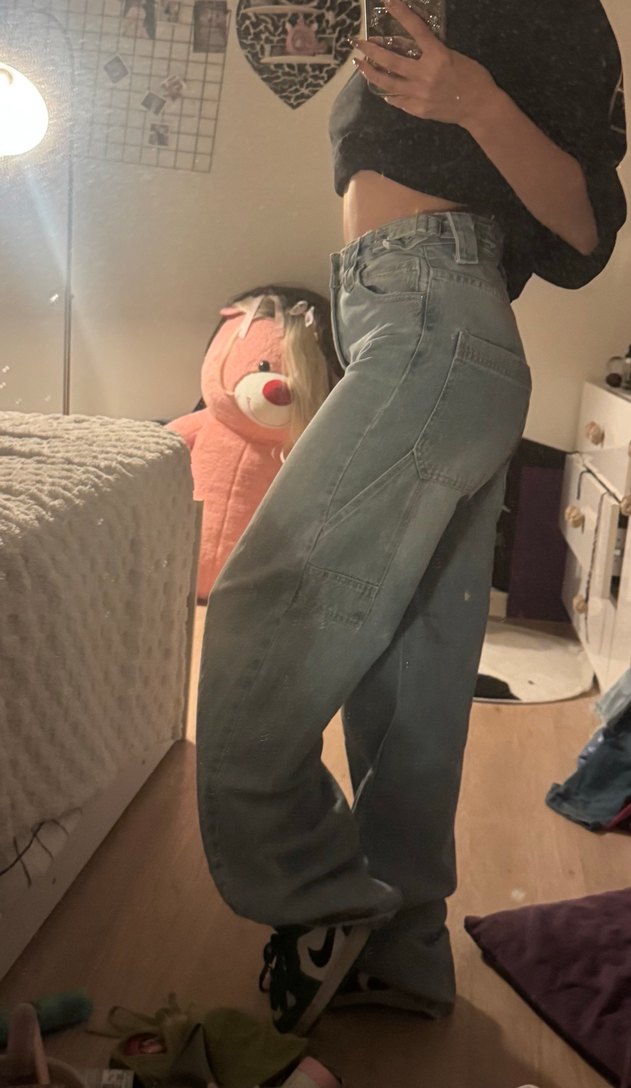 açık mavi Bol Kesim Midi Kot Pantolon - Görsel 3