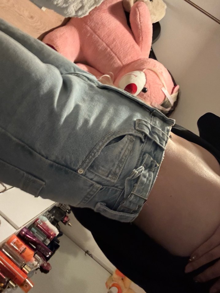 açık mavi Bol Kesim Midi Kot Pantolon - Görsel 4