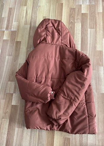l Beden Düğmeli Kahverengi Kadın Kışlık şişme Mont