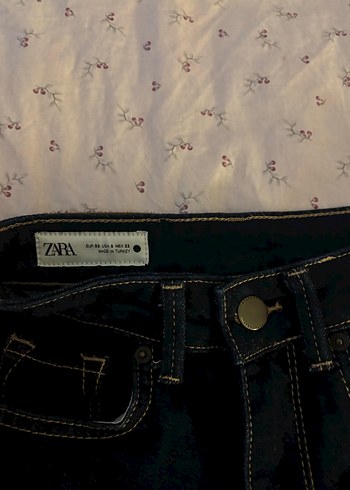 32 Beden lacivert Renk Zara ZW Collection Lacivert Orta Bel Bootcut Jean