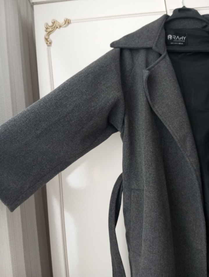 Antrasit Gri Uzun Kaban - Görsel 2