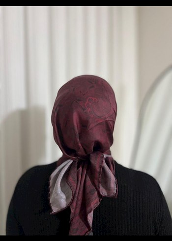 Bordo İpek Görünümlü Kadın Fular - Görsel 2