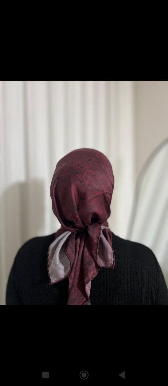 Bordo İpek Görünümlü Kadın Fular - Görsel 2
