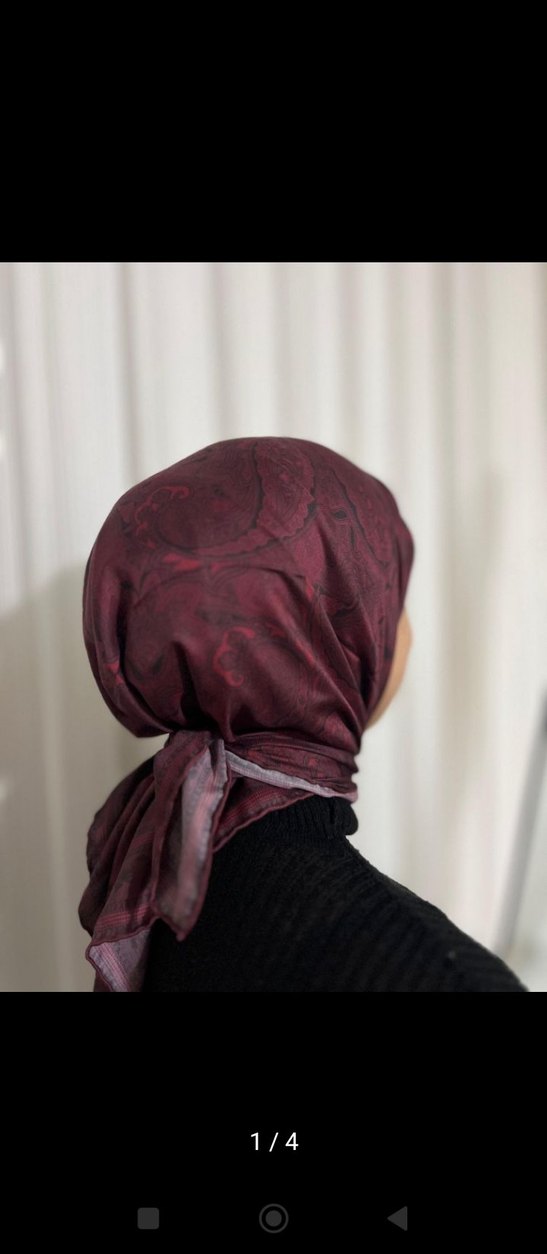 Bordo İpek Görünümlü Kadın Fular - Görsel 3