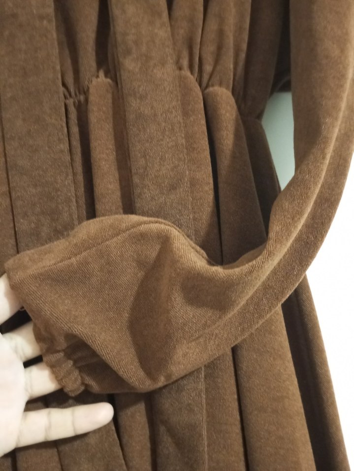 Diger Kahverengi Uzun Keten Elbise - Görsel 4