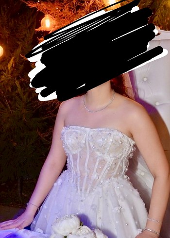 Straplez Beyaz Gelinlik - Görsel 2