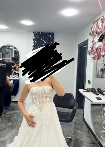 Straplez Beyaz Gelinlik - Görsel 3