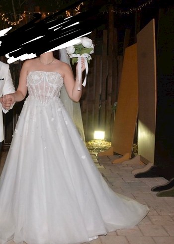 Straplez Beyaz Gelinlik - Görsel 4