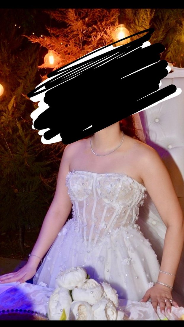 Straplez Beyaz Gelinlik - Görsel 2