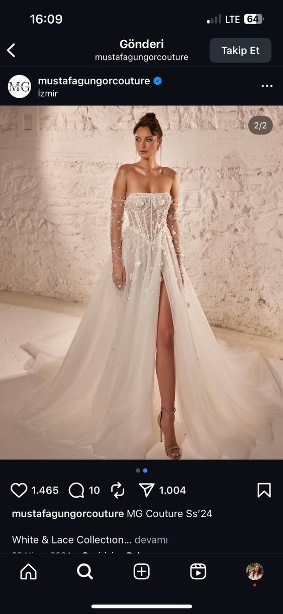 Straplez Beyaz Gelinlik - Görsel 5