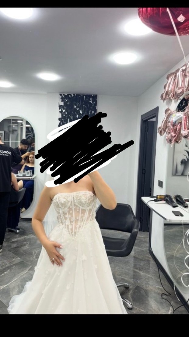 Straplez Beyaz Gelinlik - Görsel 3