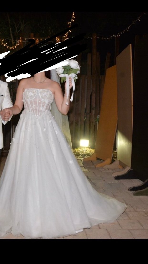 Straplez Beyaz Gelinlik - Görsel 4