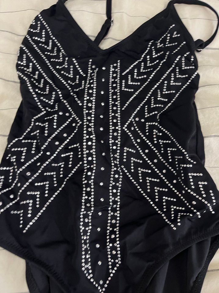 Boncuk İşlemeli Siyah  Mayo - Görsel 2