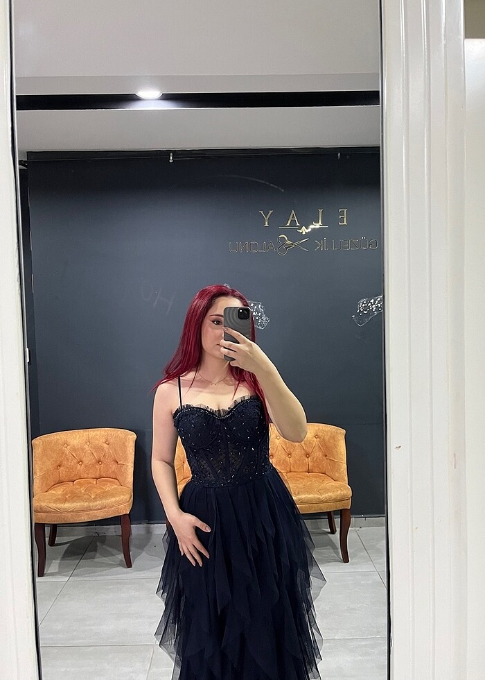 Lacivert abiye - Görsel 2