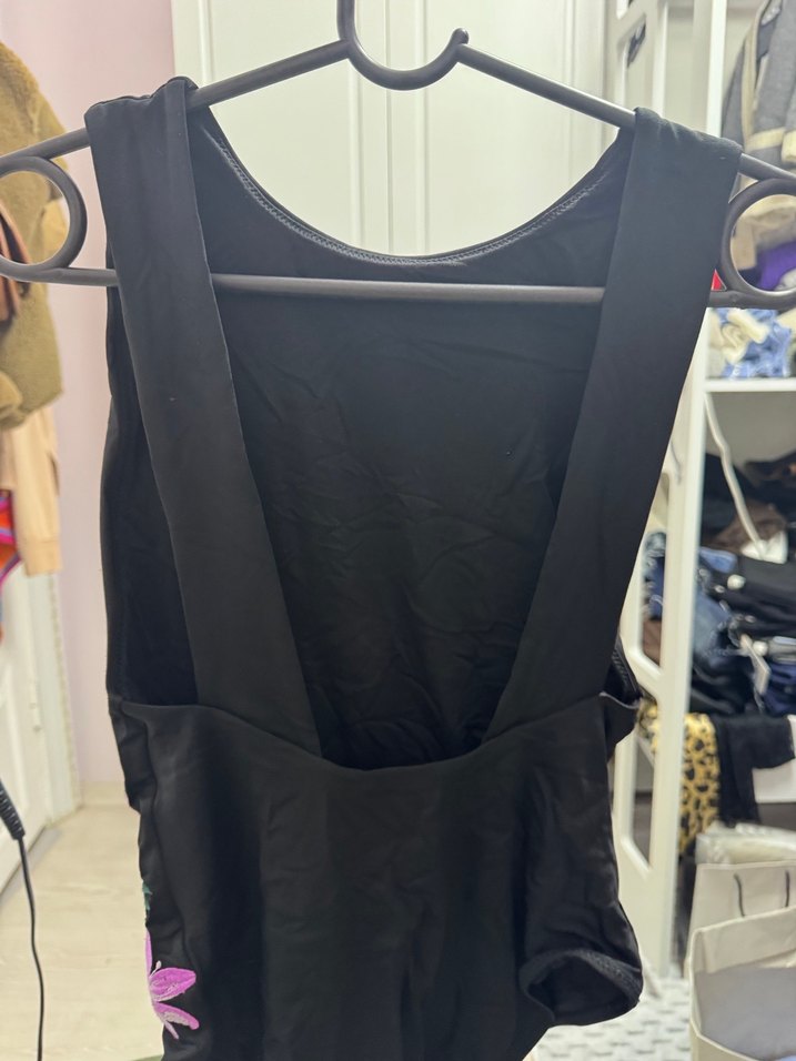 Nakışlı Siyah Bohem Kadın Mayo - Görsel 2