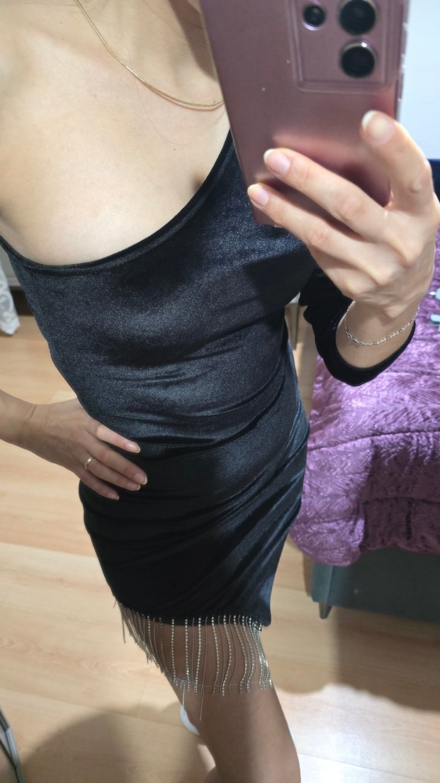 Siyah Drapeli Tek Omuz Midi Abiye Elbise - Görsel 2