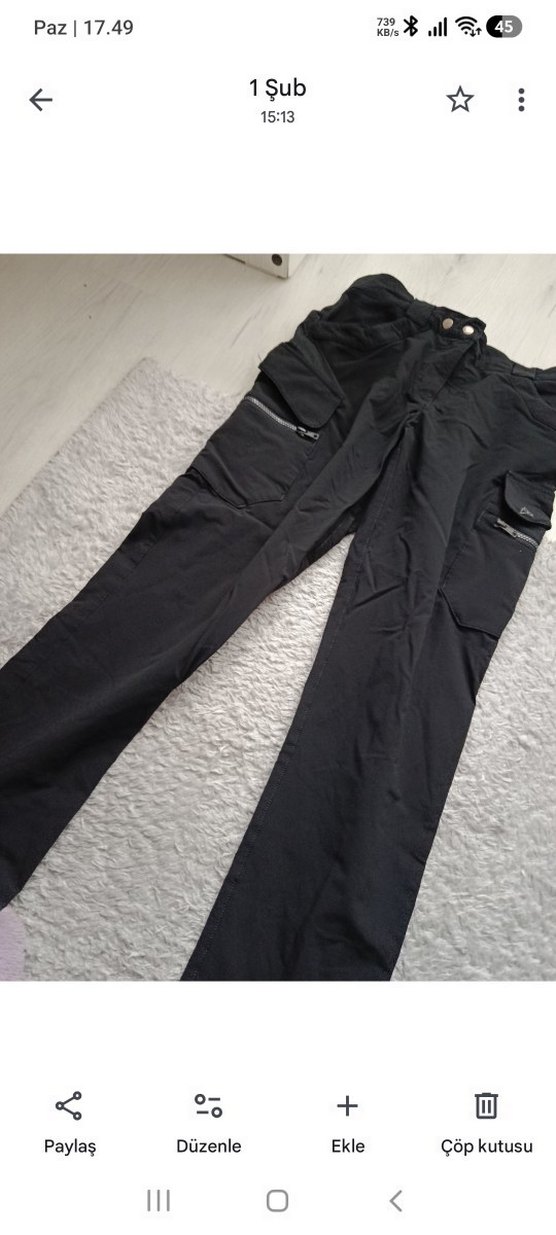 bayan Lacivert Denim Fermuarlı Pantolon - Görsel 5