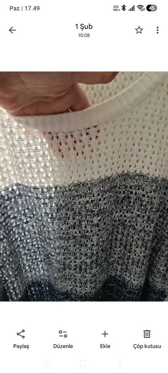 Gri Mavi Örgü Kadın Kazak - Görsel 3