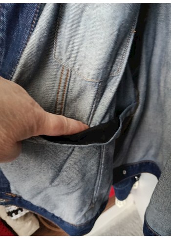 Düğmeli Kadın Kot Ceket Mavi - Görsel 7