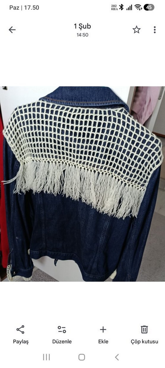 Düğmeli Kadın Kot Ceket Mavi - Görsel 4